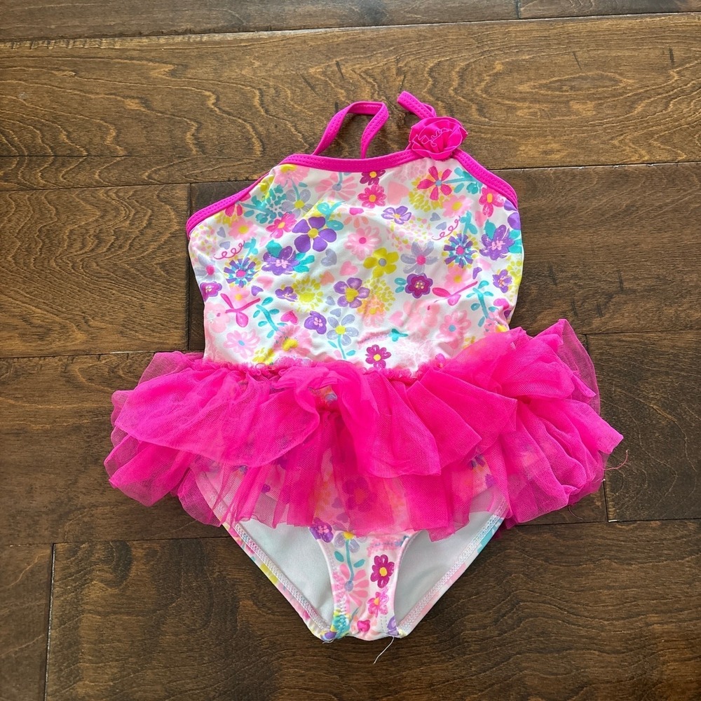 OP Girls 3T Swimsuit One Piece Tutu Pink Floral